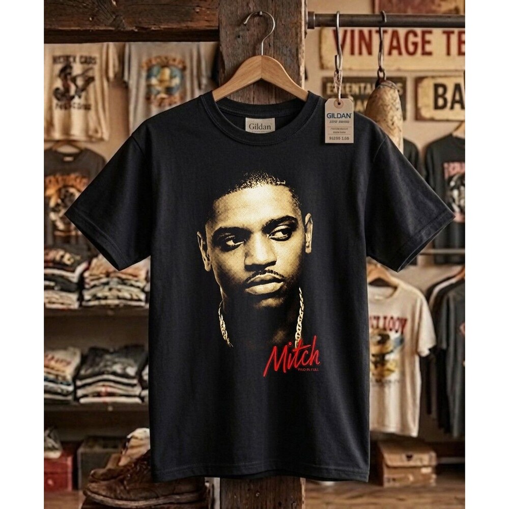 Paid In Full - Mitch 90 Style Graphic Tee Heavyweight Black Cotton T-Shirt
